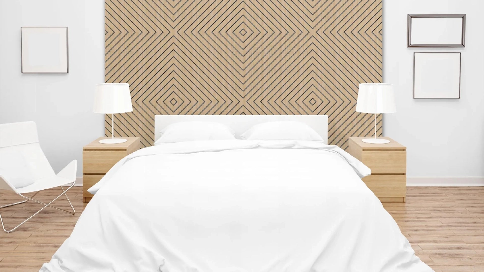 Felt Slatted Acoustic Wall Panels 1 in bedroom interior DecorMania EU